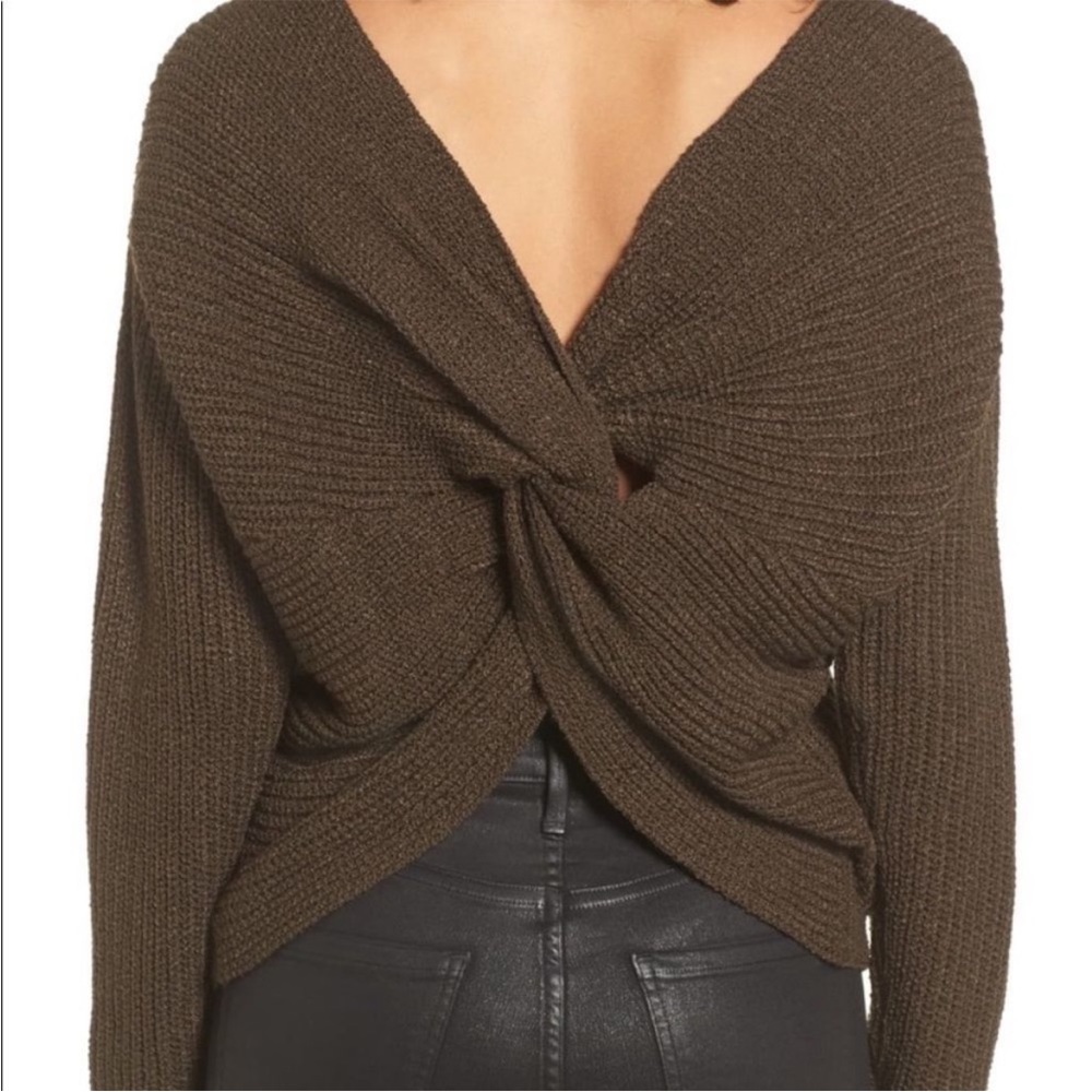 ASTR Brown Open Back Knit Sweater Size XL